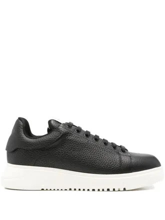 Emporio Armani Mens Tumbled Leather Sneakers