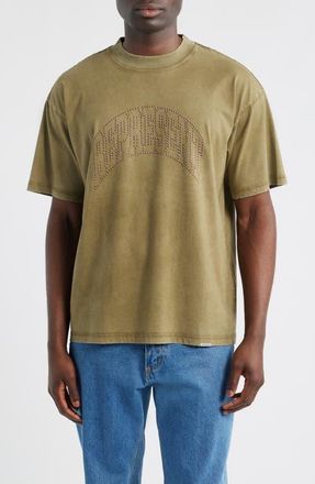 Represent Embellished Stud Logo Cotton Graphic T-Shirt in Vintage Khaki at Nordstrom, Size Xx-Large