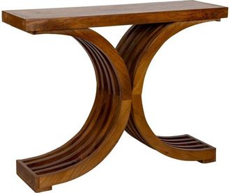 Wanderlust Deco Recibidor De Madera Artesanal Marr&oacute;n 100x30x82h Cm