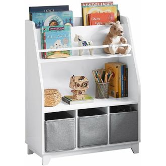 SoBuy Sobuy - Librer&iacute;a Infantil Para Ni&ntilde;os Con 2 Estantes Estanter&iacute;a Para Juguetes De Almacenamiento Para Ni&ntilde;os Con 1 Compartimento Abierto Y 3 Cestas 63 X 