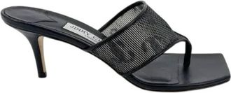 Jimmy Choo London Zenoba 65 Logo Mesh Sandals, Brand Size 37.5 ( US Size 7.5 )