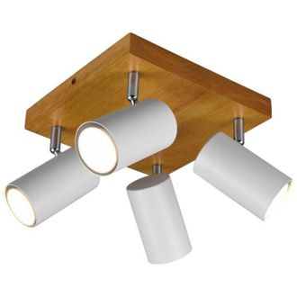 Trio Leuchten Foco Marley 4 Focos Gu10 Blanco Y Madera 22x22 Cm Trio Lighting