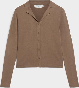 Contemporaine Womens Notched collar mini-ribbing Cardigan Sweater