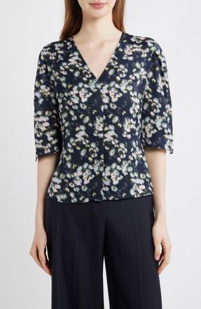 Theory Floral Print Button-Up Top in Pink Multi at Nordstrom, Size X-Small