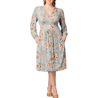 Kiyonna Diana Long Sleeve Dress in Spring Meadow at Nordstrom, Size 5X
