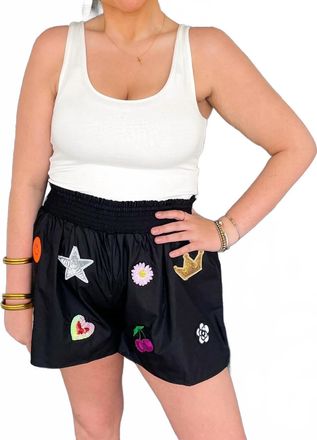 Entro Smocked Applique Shorts In Black