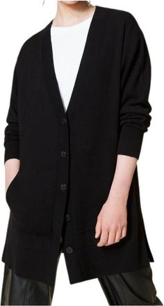 Twinset Cardigan - Dames - Vesten - Zwart - S - Katoen - Truien & Vesten