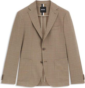 BOSS Checked slim-fit jacket in stretch cloth