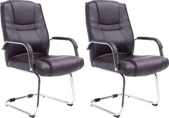 Clp Set De 2 Sillas Cantilever Xxl Attila En Polipiel Marr&oacute;n