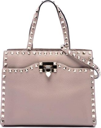 Valentino Pre-owned Valentino Grained Calfskin Rockstud Flip Lock Tote Ladies V2IMD8GZB5LTTYF9