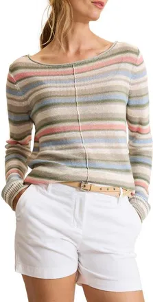 Tommy Bahama Cedar Striped Linen Bateau Neck Sweater in Coconut at Nordstrom, Size X-Large