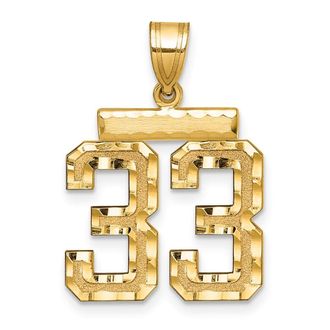 Diamond2Deal 14k Yellow Gold Medium Diamond-cut Number Charm Pendant