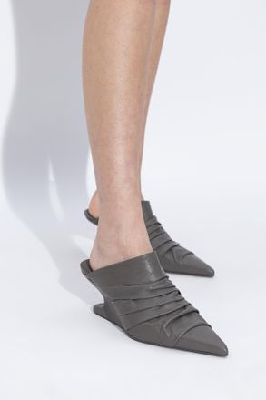 Rick Owens Wedge Heel Mules Cantilever 6 Sharp Sabot, Womens, Grey