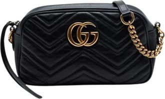 Gucci Pre-owned Quilted Crossbody Bag - Dames - Vintage Schoudertas - Zwart - ONE Size - Leer - Vintage