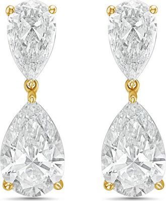 Diana M. Jewels 14KW YG 20.00 Ct TW of Lab grown pear shape diamond drop earrings