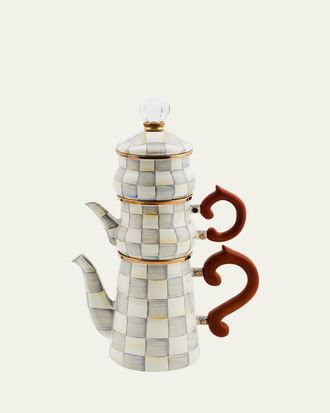 MacKenzie-Childs Sterling Check Stackable Coffee Set