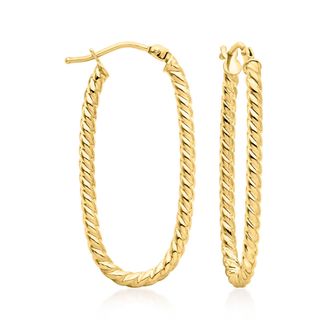 Ross-Simons Italian 14kt Yellow Gold Twisted Oval Hoop Earrings