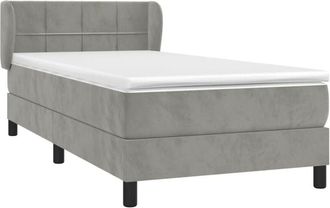 vidaXL Cama Box Spring Con Colch&oacute;n Terciopelo Gris Claro 90x190 Cm Vidaxl
