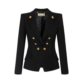 Elisabetta Franchi Dames, Jassen, Zwart, Maat: L Linnen