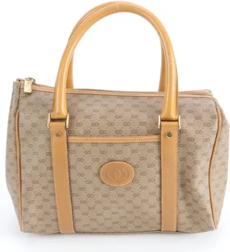 Gucci Brown Micro Gg Leather Handbag Tote Bag (Pre-Owned)