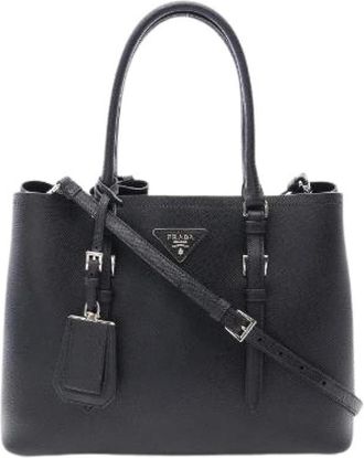 Prada Pre-owned Saffiano Cuir 2way tote bag - Dames - Vintage Handtas - Zwart - ONE Size - Leer - Vintage