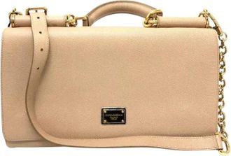 Dolce & Gabbana Tweedehands leren schoudertassen - Dames - Vintage Handtas - Beige - ONE Size - Leer - Vintage