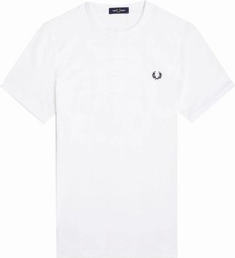 Fred Perry Mens Fred Perry Ringer T-Shirt White - Size: 40