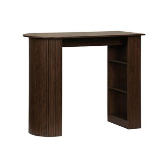 Sweeek Mesa alta de cocina de madera con espacio de almacenamiento, nogal