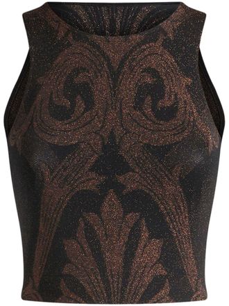 Etro metallic jacquard tank top - women - Polyamide/Elastane/Polyester - S - Brown