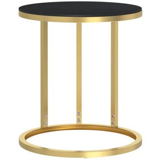 vidaXL Vidaxl - Mesa Auxiliar Vidrio Templado Negro Y Dorado 45 Cm