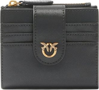 Pinko Pinko - Small Love Birds Portemonnee - Dames - Accessoires - Zwart - Maat: ONE Size Leer