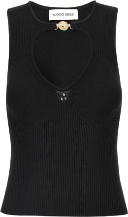 Marine Serre Moon Jewelry Knit Open Neck Top - Dames - Tops zonder mouwen - Zwart - L - Tops