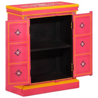 Berkfield Home Sideboard Solid Mango Wood Pink Hand Painted