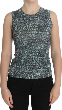 Dolce & Gabbana Womens Sleeveless Top Fitted Multicolor - Silver Wool - Size EU 36 (Womens)