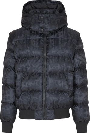 Balmain Piumino con monogramma jacquard - Nero