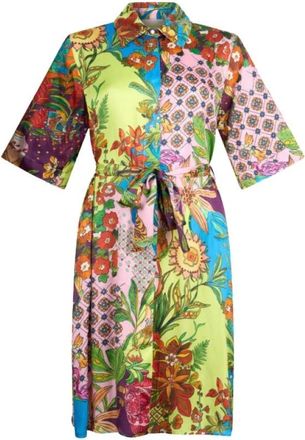 Liu Jo Printed Satin Shirt Dress - female - Liu Jo - Shirt Dresses - Multicolor - 2XL - Dresses