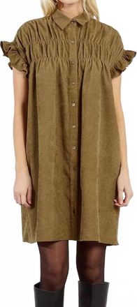 Lili Sidonio x Molly Bracken Corduroy Shirt Dress In Camel