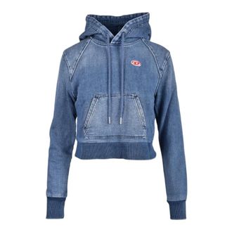 Diesel Hoodies, female, Blue, Size: XS Hooded Sweatshirt with Pocket