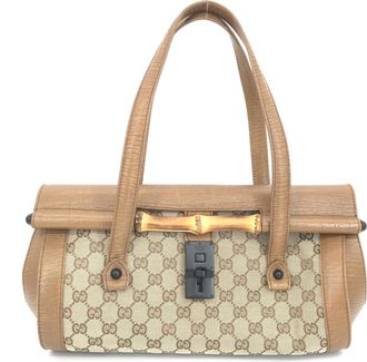 Gucci Canvas Bamboo Bullet Bag, Brown Womens Color (Pre-Owned)