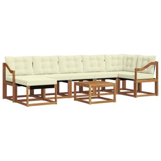 vidaXL Conjunto De Sof&aacute;s De Exterior Con Coj&iacute;n 8 Pcs Natural Y Crema Vidaxl