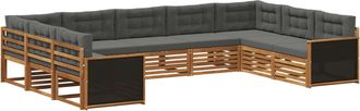vidaXL Conjunto De Sof&aacute;s De Exterior 9 Uds. Natural Y Antracita Vidaxl