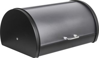 Beliani Panera De Metal De Acero Inoxidable Con Tapa Enrollable 38 X 26 X 19 Cm Negro Friandise