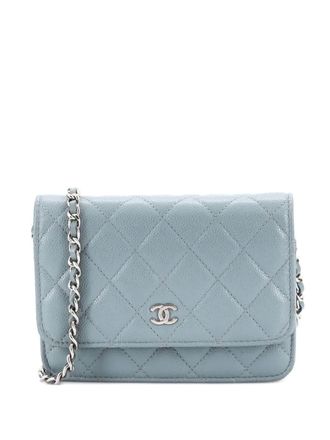 Chanel Wallet on Chain Quilted Caviar Mini crossbody bag - women - Calf Leather - One Size - Blue