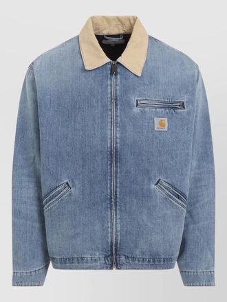 Carhartt Work in Progress detroit denim jacket corduroy collar zip pockets