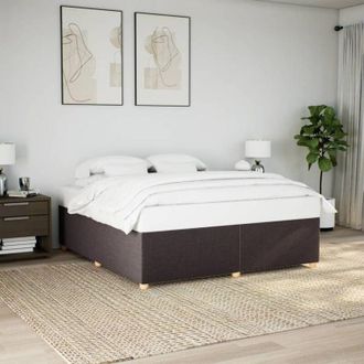 vidaXL Cama Sin Colch&oacute;n Tela Marr&oacute;n Oscuro 200x200 Cm Vidaxl