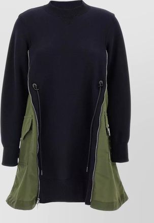 sacai cotton blend mini dress