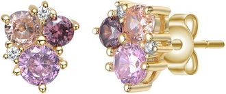 Rachel Glauber 14K Plated Cz Three Stone Ring