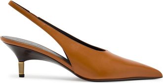 Khaite Bella 55 18kt Gold-plated Leather Slingback Pumps - Brown