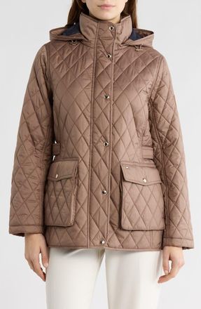 Tommy Hilfiger Hooded Diamond Quilted Jacket in Khaki at Nordstrom Rack, Size X-Large