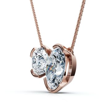 Pompeii3 2Ct Cushion and Oval Toi et Moi Diamond Pendant 14k Gold or Pt Lab Grown
